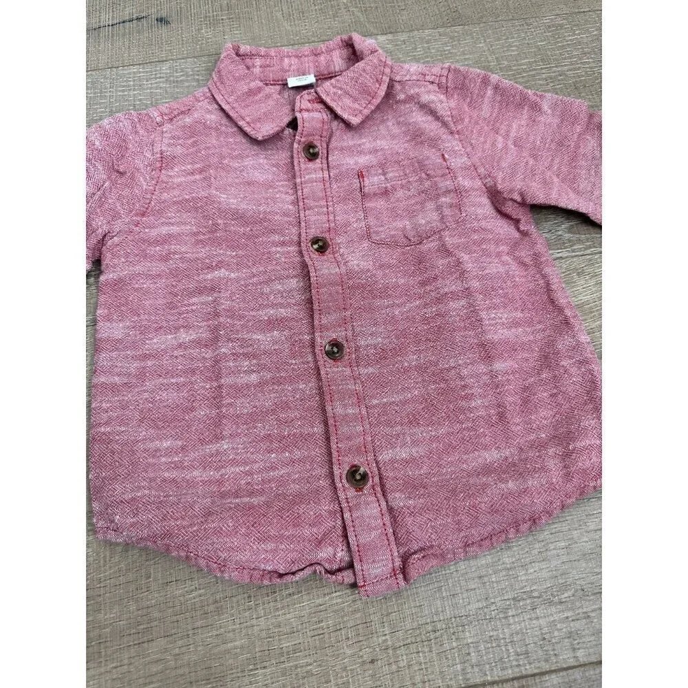 Old Navy Red Textured Button Up